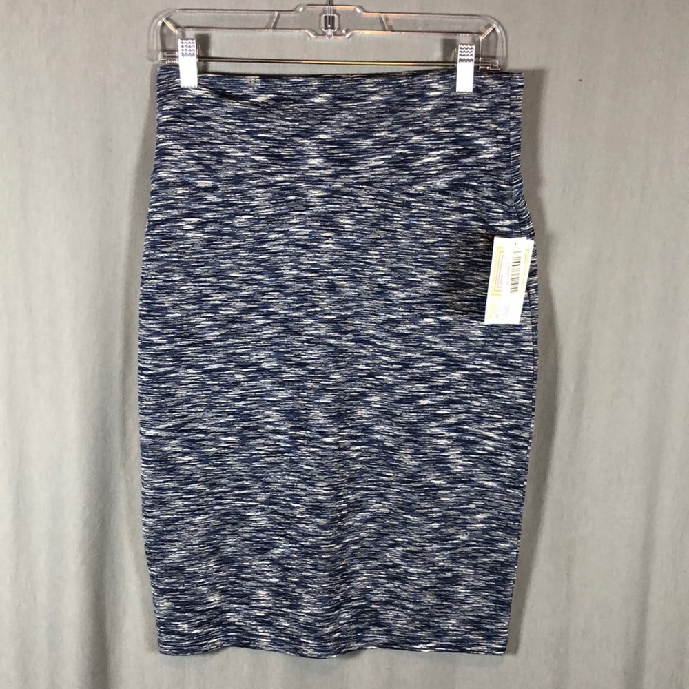 NWT Lularoe Cassie Pencil Skirt - Blue/Black/Grey - Size M